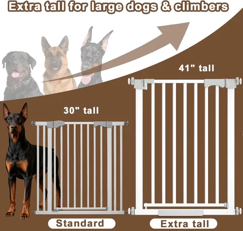 Miniatura 2 de Puerta de bebé extra alta de 41 pulgadas para perros grandes y mascotas en interiores, sin saltar, 30-40.9 pulgadas de ancho, puerta resistente
