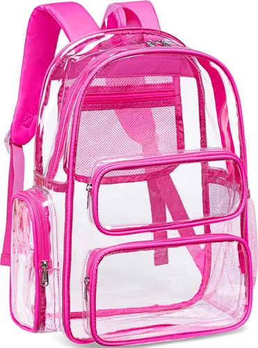 Miniatura 9 de CAMTOP Mochila transparente resistente y transparente para estudiantes, escuela, trabajo, festival, viajes, deportes, Beige, Mediana, Camtop Mochila