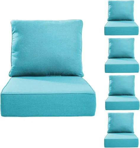 Miniatura 125 de Rilyson Cojines de patio para muebles de exterior, 22 x 24 pulgadas, respaldo alto y asiento profundo, cojín de exterior para sillas de patio, sofá