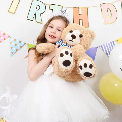 Miniatura 7 de Tezituor Oso de peluche de 24 pulgadas, gran oso de peluche con bufanda, bonito oso de peluche marrón para novias y niños