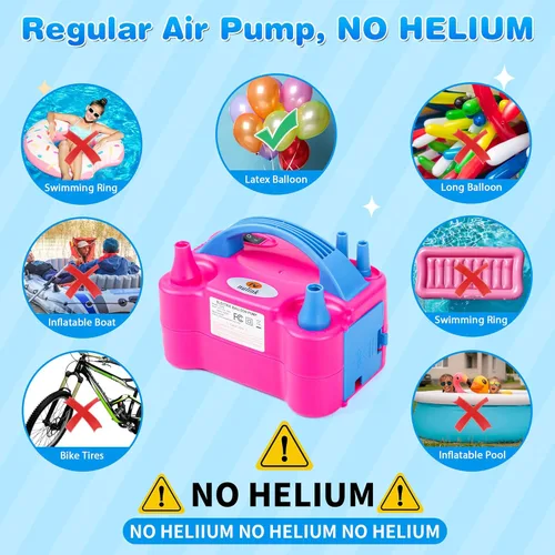 Miniatura 6 de Bomba eléctrica de globos, máquina sopladora de globos eléctrica portátil, bomba de aire de globos, boquilla doble, inflador de globos de 110 V 600
