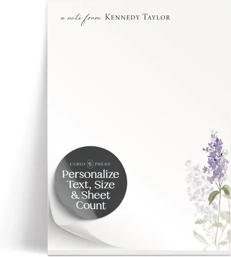 Miniatura 8 de Bloc de notas de papelería personalizado para mujer, bloc de notas personalizado con nombre, flores azul marino con fuente de guión, bloc de notas