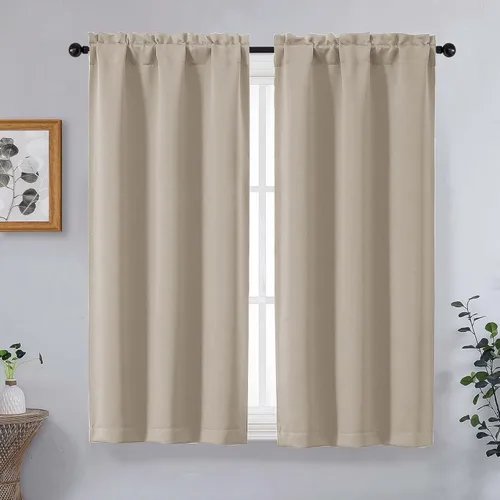 Miniatura 79 de OVZME Cortinas opacas turquesa para tratamiento de ventanas pequeñas, cortinas cortas con bloqueo de luz para ventana de cocina sobre el fregadero
