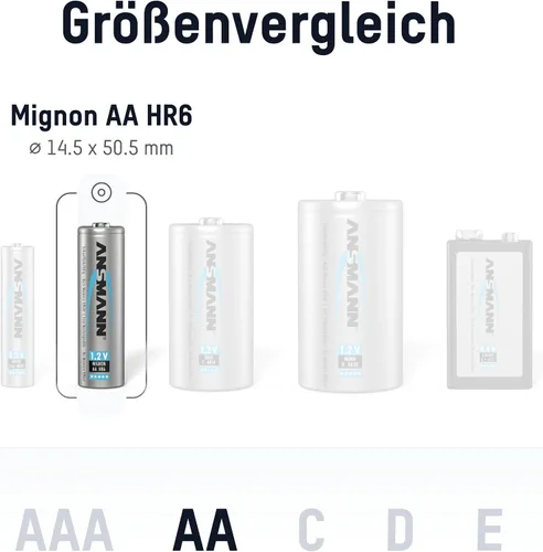 Miniatura 2 de ANSMANN maxE Baterías AA recargables de 2500 mAh de baja autodescarga NiMH AA batería precargada para control remoto, controlador, linterna, etc.