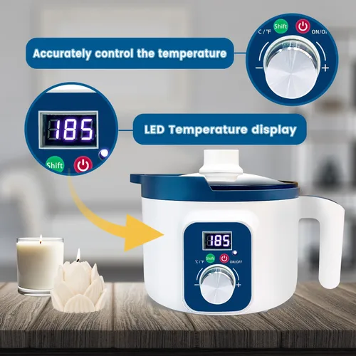 Miniatura 2 de Olla de fusión digital de velas con boquilla, derretidor de cera eléctrico con control de temperatura de 80 a 210 °F para hacer velas, fabricación