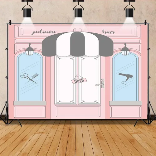 Miniatura 3 de AOFOTO Telón de fondo rosa de 5 x 3 pies, para peluquería, peluquería, peluquería, manicura, pedicura, spa, tienda de belleza, barbería, salón