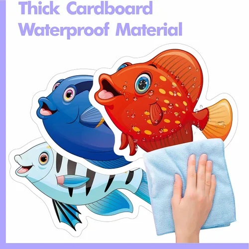 Miniatura 4 de 50 recortes de peces tropicales, impresión a doble cara, acentos de animales marinos y peces, recortes para tablón de anuncios, decoración de aula