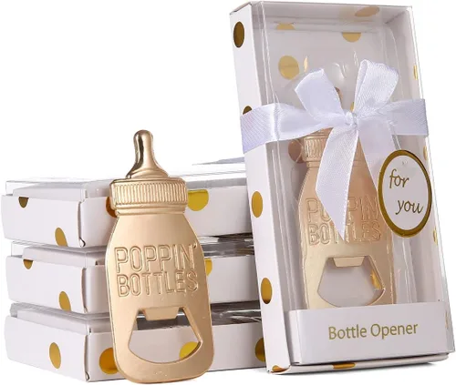 Paquete de 24 abridores de biberones para recién nacidos, regalos de devolución de fiesta de baby shower para invitados, abridores de botellas con