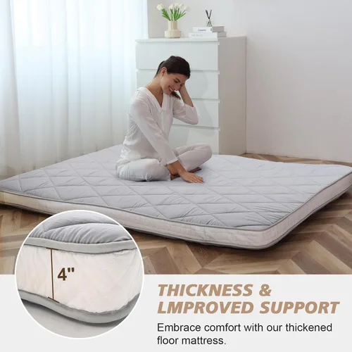 Miniatura 3 de colchón de futón japonés de 10 cm para piso, colchón plegable de piso tamaño individual - almohadilla de espuma viscoelástica para dormir