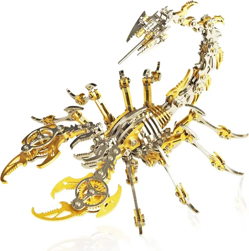 Rompecabezas de metal 3D para adultos, kit de modelo de metal 3D de escorpión para construir rompecabezas 3D coloridos de bricolaje, adornos para Oro