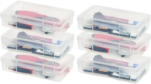 Miniatura 12 de IRIS USA Cajas para lápices, paquete de 18, Hecho en EE.UU. , contenedores organizadores de cuentas de plástico con tapa a presión para artes