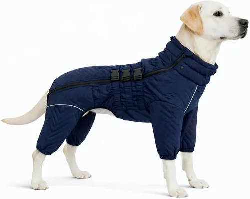 Miniatura 35 de Abrigo cálido para perros de doble capa, chaleco para perros, 4 patas cubiertas, resistente al viento, impermeable, reflectante, gris XS - L