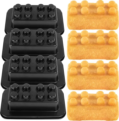 Miniatura 2 de Molde de ladrillo para tartas de construcción, paquete de 4 unidades, para decorar pasteles en forma 3D de 9 pulgadas, fiestas de cumpleaños