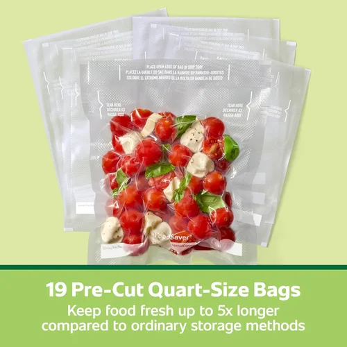 Miniatura 8 de FoodSaver Bolsas de sellado al vacío precortadas de cuarto de galón, bolsas de almacenamiento al vacío de fácil uso, alineadas para sellar y rasgar
