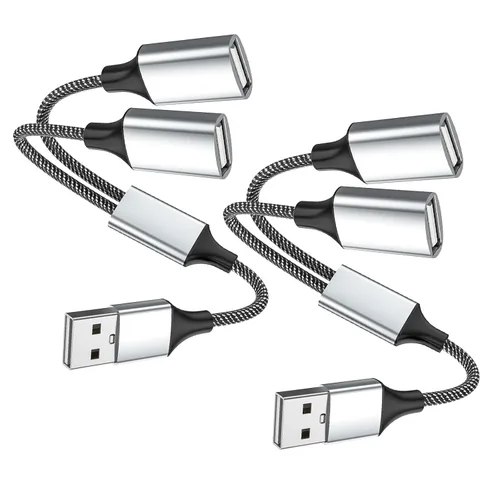 Miniatura 10 de Fidioto Divisor de cable de extensión USB de 6.6 pies, USBA 1 macho a 4 hembras, cable USB Y soporte de carga y transferencia de datos