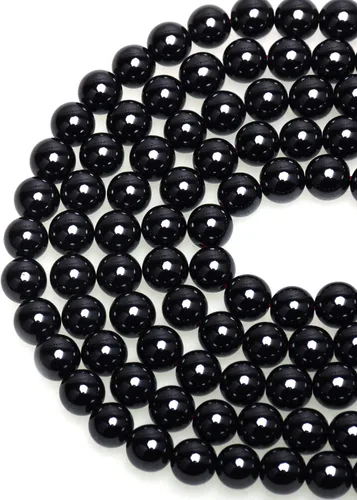 Cuentas sueltas de 0.315 pulgadas/8mm de piedra natural redonda para hacer joyas con cordón elástico Obsidiana