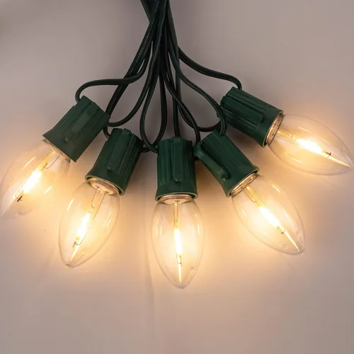 Miniatura 4 de Brightown - Paquete de 25 bombillas LED C9 para Navidad, bombillas LED de plástico C9 irrompibles de color blanco cálido de repuesto para luces