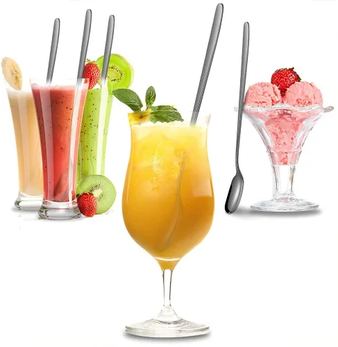 Miniatura 5 de Cucharas de té helado de mango largo, juego de 4, cucharas de café de acero inoxidable mate negro de 9.1 pulgadas, utensilios de agitación larga