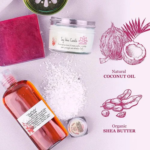 Miniatura 4 de Set de regalo de spa de baño para mujeres, bombas de baño naturales, jabón de manteca de karité orgánico, vela de cera de soja, sal de baño y gel