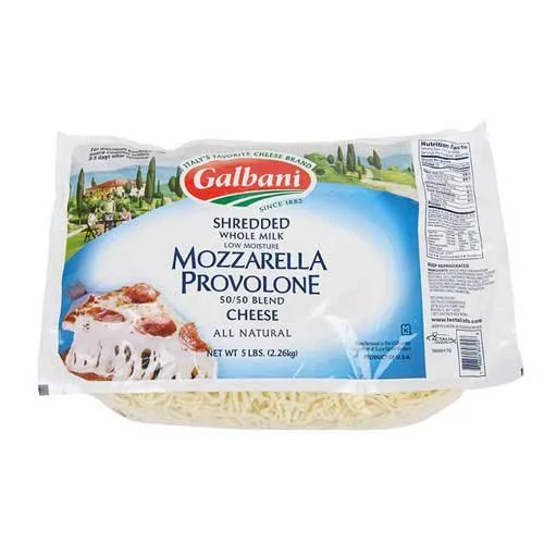 Galbani Professionale Mezcla de Mozzarella Provolone de leche entera de baja humedad, 50 por 50 quesos rallados, 5 libras, 6 por caja.