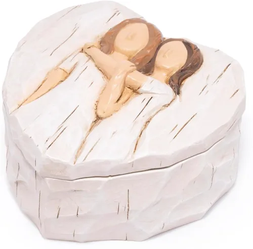 Hodao Joyero en forma de corazón con "Love You Sis.", decoración de resina con efecto tallado en madera, regalo significativo para cumpleaños,