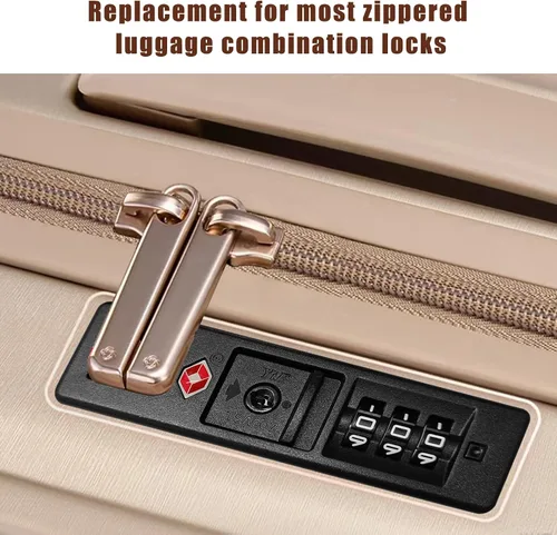 Miniatura 6 de 2 cerraduras de equipaje con cremallera integradas T-S-A 007 con certificación TSA, adecuadas para PC, ABS, PP rígidas con cremallera, reemplazo