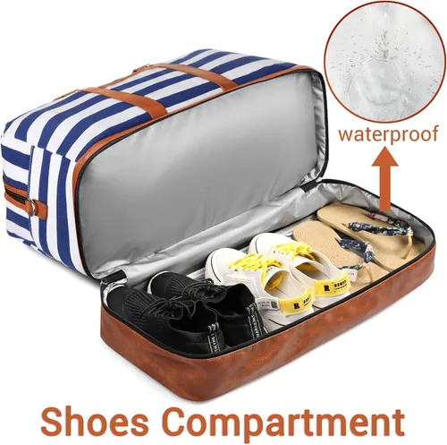 Miniatura 148 de IBFUN Bolsas de fin de semana para mujer, bolsa grande de lona para viaje, bolsa de viaje con compartimento para zapatos, 21 pulgadas, juego de 3