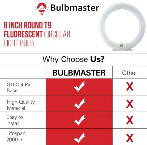 Miniatura 6 de FC8T9/CW - Bombilla circular fluorescente redonda T9 de 22 vatios y 8 pulgadas, blanco frío 4100K, 1120 lúmenes G10Q base de 4 pines 22 W, luces