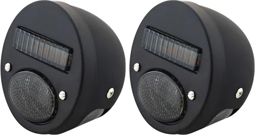 Miniatura 11 de FATECIM 2 luces traseras LED vintage Duolamp de 12 V, indicador de parada trasera con señales de giro y lámpara de matrícula, lente ahumada, Negro