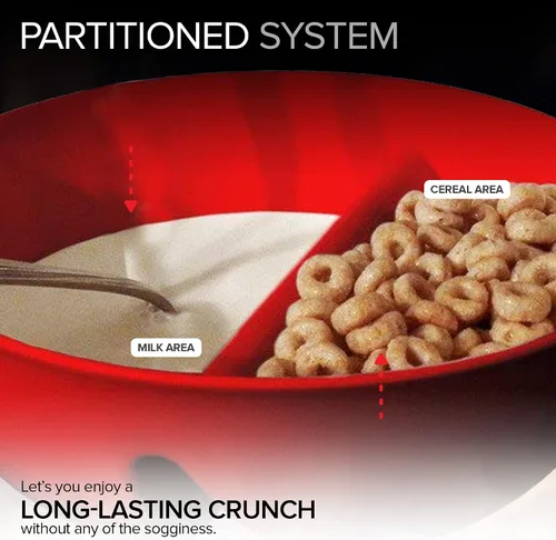 Miniatura 3 de Just Solutions Crunch - Cuenco para cereales antiempañamiento, mantiene los cereales crujientes, sin BPA, apto para microondas, helado, cobertura
