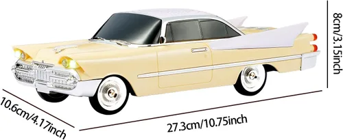 Miniatura 9 de WSTER WS-1965 Replica altavoz Bluetooth – Diseño retro de cohete coche, sonido HD, TWS, luces LED de fiesta, radio FM, reproducción USB/TF, Beige