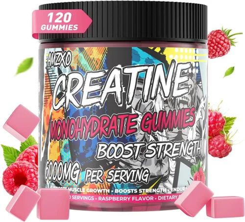 Miniatura 9 de Gomitas de monohidrato de creatina, 0.23 onzas, 120 unidades de constructor muscular para hombres y mujeres, suplemento de preentrenamiento