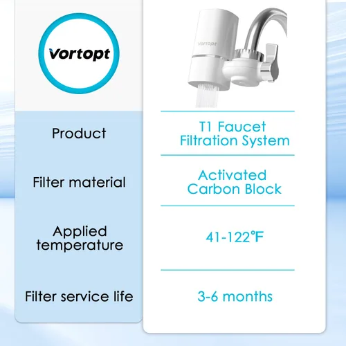 Miniatura 8 de Vortopt Filtro de agua de 2 grifos para fregadero, flujo rápido, sistema de filtración de agua de montaje en grifo de 400 galones para agua