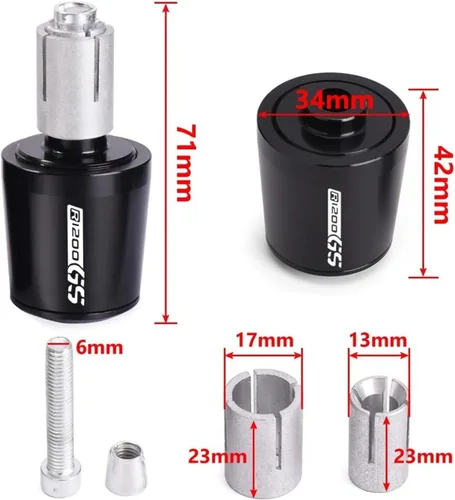 Miniatura 2 de Extremos de manillar de motocicleta de 7/8 pulgadas de 0.866 in, agarres de aluminio CNC, accesorios para BMW R1200GS R1200gs ADV R 1200 GS LC Negro