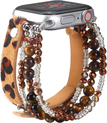 Miniatura 8 de Pulsera bohemia con cuentas compatible con Apple Watch Band para mujeres y hombres de 38/40/41/42/44/45/46/1.929 in, correa elástica estilo bohemio