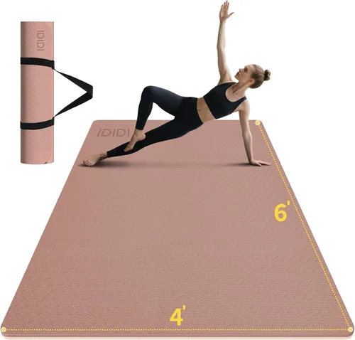 Miniatura 11 de Esterilla grande de yoga de 8 mm (6' x 4') - Extra larga y ancha de 72 x 48 x 0.32 pulgadas, esterilla de fitness POE antideslizante, ecológica