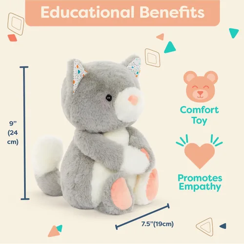 Miniatura 4 de B. toys – Gato de peluche de 12 pulgadas – Animal de peluche – Gatito súper suave – Gris y blanco – 12 pulgadas – Lavable – Bebé, niño pequeño, Gato