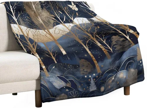Miniatura 13 de Manta de invierno de acuarela de Navidad en el bosque, manta cálida y acogedora para sofá, cama para adultos, 30 x 40 pulgadas, manta de microfibra