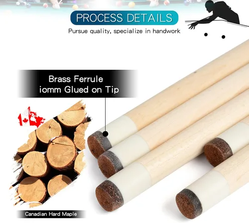 Miniatura 2 de Juego de taco de billar de arce de 58 pulgadas, 19 oz/20 onzas, punta de 0.512 in, palo de billar profesional de madera dura de arce canadiense 19