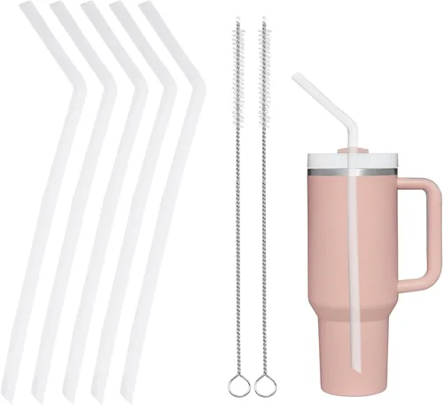 Miniatura 10 de HEYSKAY Popote reutilizable compatible con Hydro Flask botella de agua de boca ancha de 18 a 64 onzas con 2 cepillos para popotes, 6 popotes 6