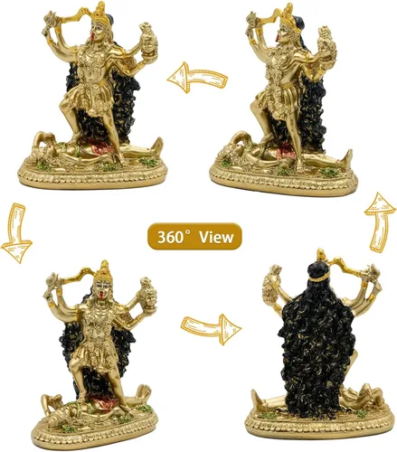 Miniatura 2 de BangBangDa Escultura de estatua de la diosa hindú Kali, ídolo antiguo decorativo de dios indio, figura de la diosa india del tiempo y la muerte