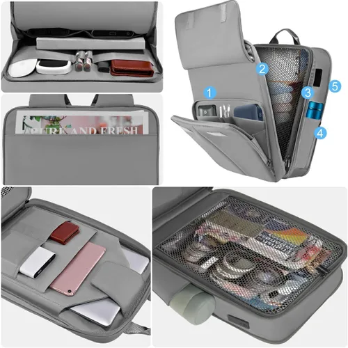 Miniatura 4 de ZINZ Mochila delgada y expandible para laptop de 15.6, 16, 17 pulgadas, mochila de viaje de negocios, resistente al agua, para hombres y mujeres