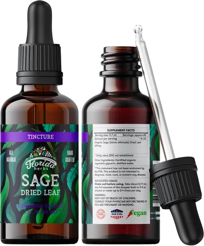 Extracto de salvia – Suplemento de salvia seca natural – hierba de salvia (Salvia officinalis) – Hierbas de salvia orgánica – sin OMG – Fabricado en