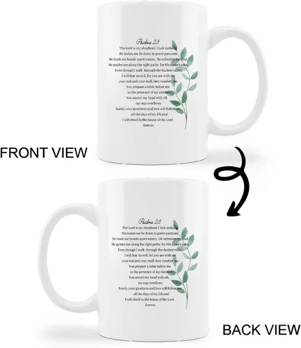Miniatura 4 de kunlisa Tazas cristianas PSALM 23 The Lord is My Shepherd, con versículos bíblicos de cerámica, taza de café con leche, taza de té con leche, tazas