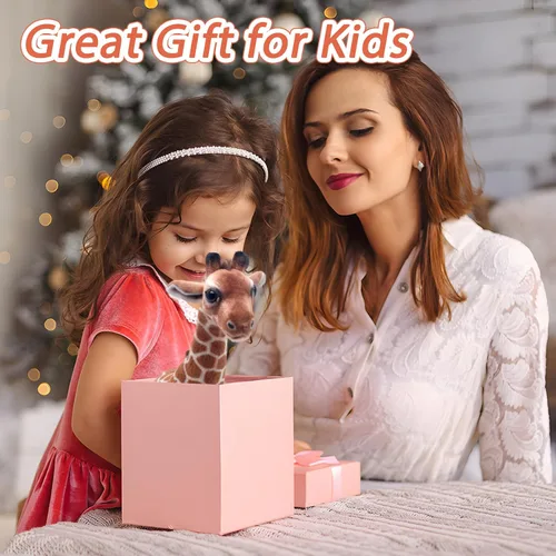 Miniatura 6 de HWD Muñeca de jirafa de peluche realista de 14 pulgadas, lindos animales de peluche suaves para niños pequeños, Navidad, cumpleaños