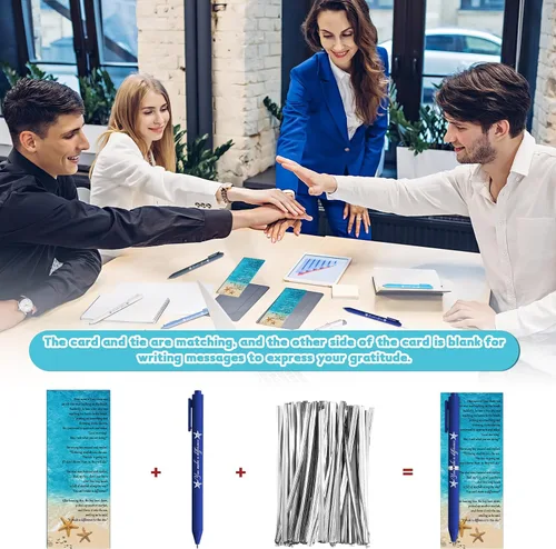 Miniatura 5 de Geyoga 20 juegos de Starfish Story Employee Apreciation Gift You Make a Difference Bolígrafo Starfish Story Tarjeta motivacional con corbatas