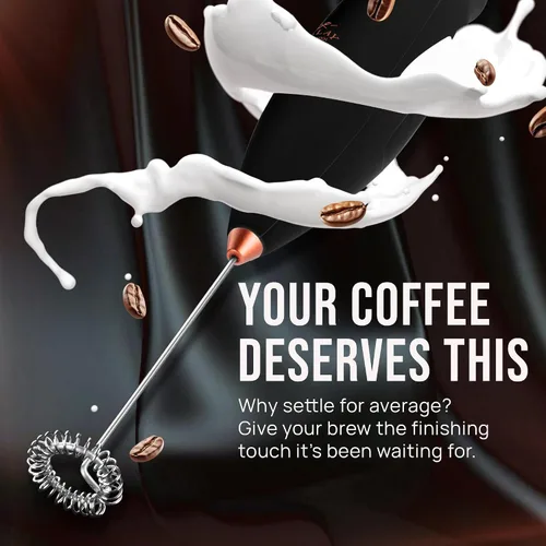 Miniatura 223 de Zulay Milk Boss Espumador de leche potente manual, hace espuma para latte, batidor para mezclar bebidas, café, miniespumador para capuchino, frappé