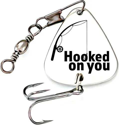 Señuelo de pesca personalizado, regalo de señuelo de pesca enganchado en ti, regalo para novio, regalo de hombre, regalo de cumpleaños, nombre