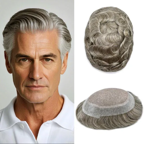 Miniatura 81 de Tupé para hombres, piezas de cabello humano real, sistema de unidades de cabello natural, línea capilar natural, pieza de repuesto para hombres