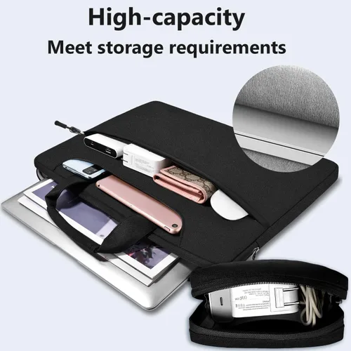Miniatura 6 de Hseok Bolsa de hombro delgada para laptop de 13-14 pulgadas Bolso de mano con funda pequeña compatible con MacBook Pro de 14 pulgadas M4/M3/M2/M1